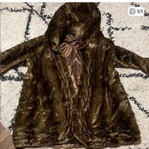Luxurious Brown Faux Fur Coat